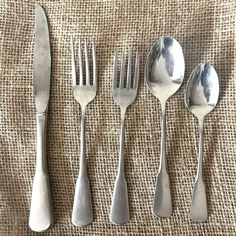 5pc Oneida Colonial Boston Silverware Flatware Set S.S.S. Spoon Fork Knife